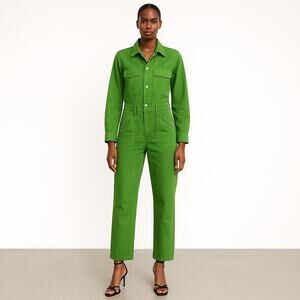 Big Bud Press Women's Green Long Sleeve Utility Denim Jeans Jumpsuits Romper XS